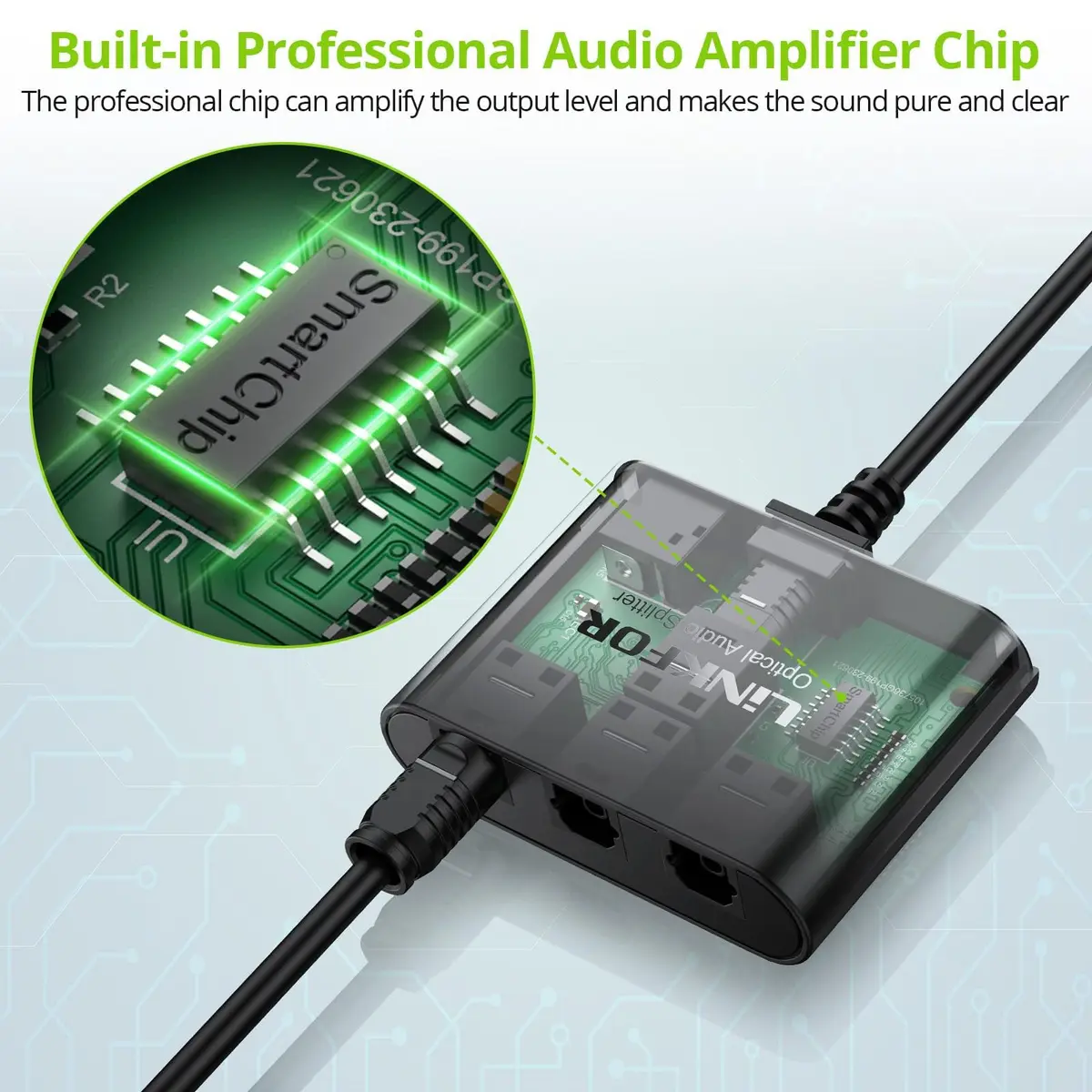 LiNKFOR 1x3 Optical Audio Splitter 40m Transmission | Digital Toslink Splitter for PS3, HDTV, STB, Amplifiers - view 3