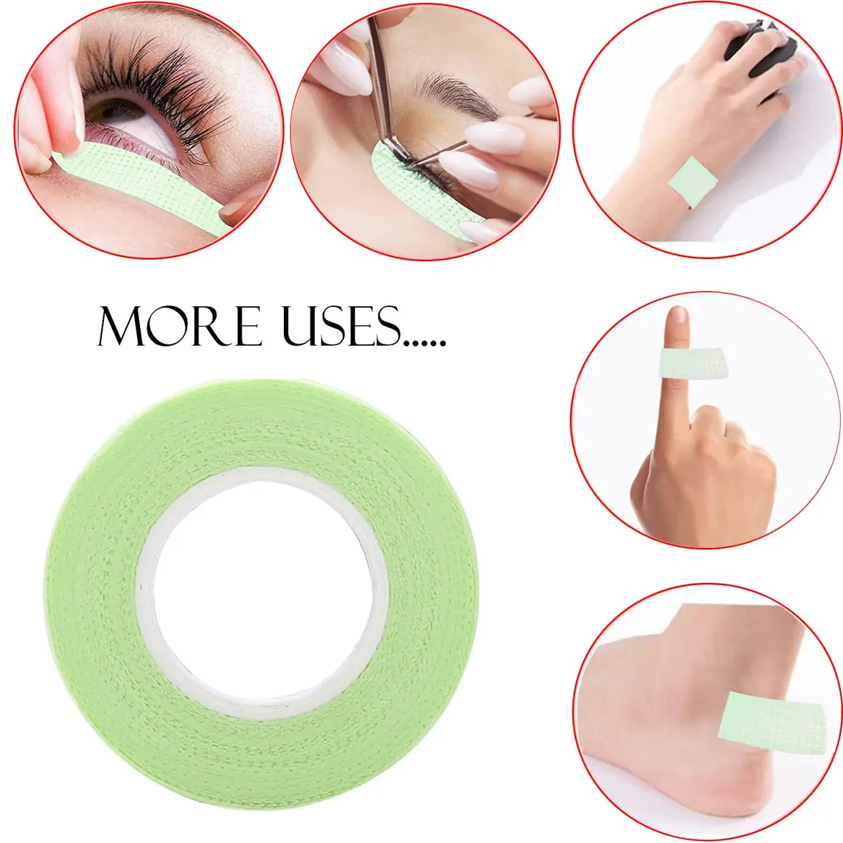 JASSINS Green Adhesive Tape 6 Rolls | Breathable & Skin-Friendly for Eyelash Extensions - view 3