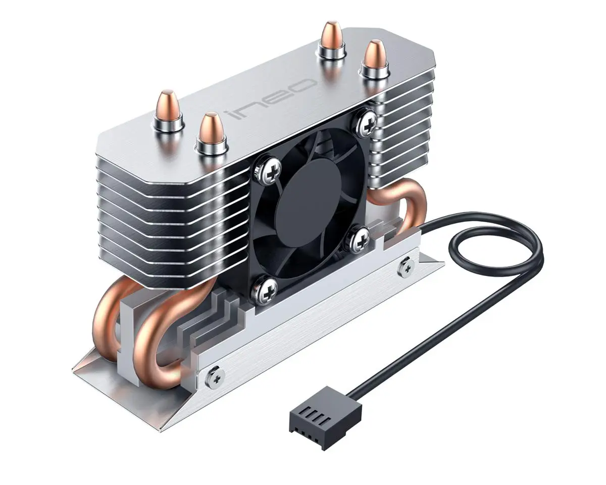 ineo M.2 2280 PCIe 5 SSD Rocket Heatsink with Cooling Fan M3 | High-Speed NVMe SSD Cooling for Desktops - main product image