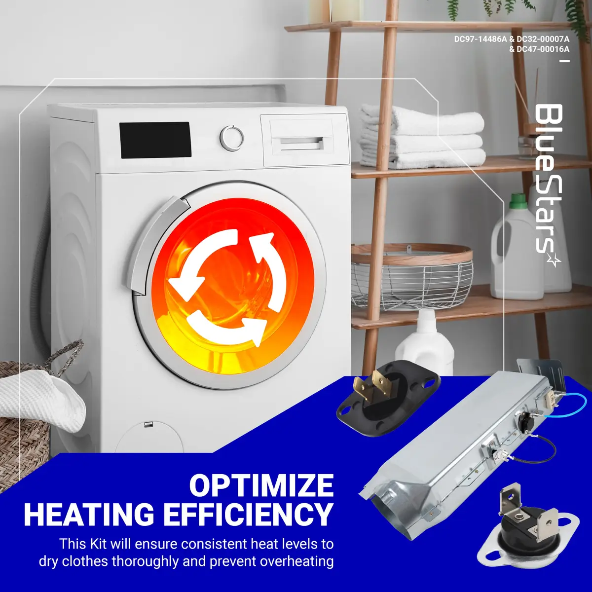 [BlueStars] Upgraded Dryer Heating Element Kit for Samsung & Kenmore | Exact Fit & Durable (70-120 chars) - view 2