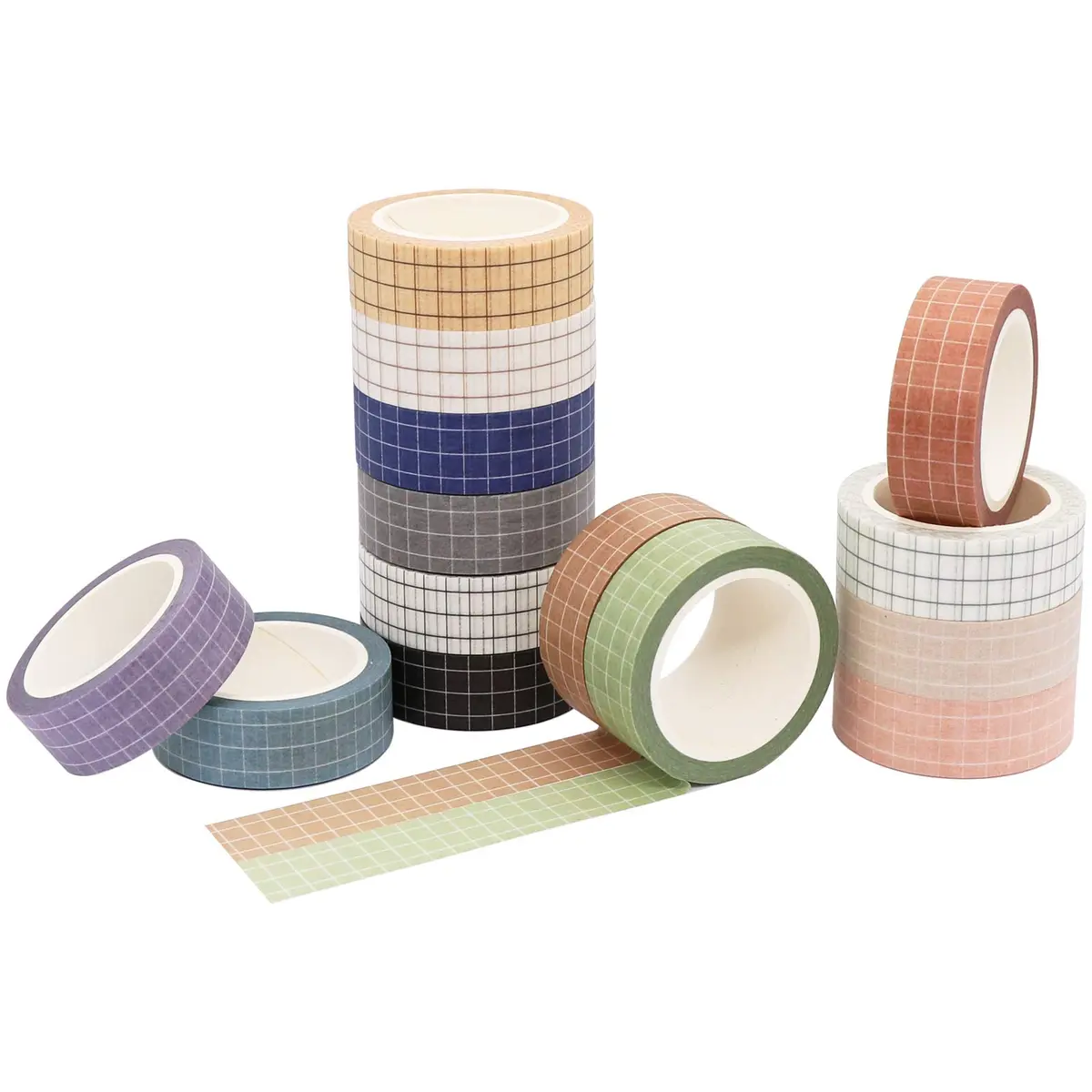 Knaid Grid Washi Tape Set, 14 Rolls 15mm x 8m | Decorative Masking Tapes for Journals & Crafts - view 5