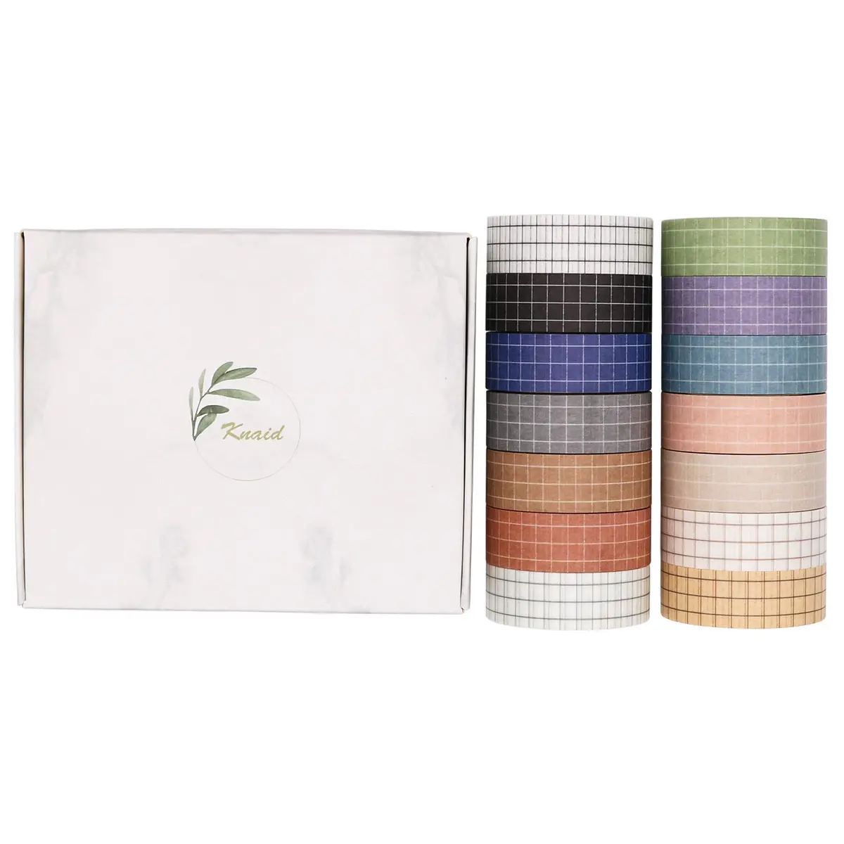 Knaid Grid Washi Tape Set, 14 Rolls 15mm x 8m | Decorative Masking Tapes for Journals & Crafts - view 6