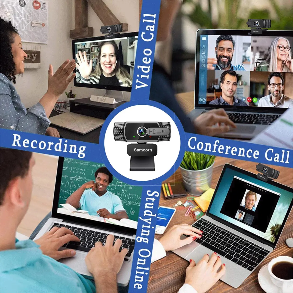 Samcorn 1080P HD USB Webcam with Microphone & Tripod | Autofocus 3D Noise Reduction - view 9