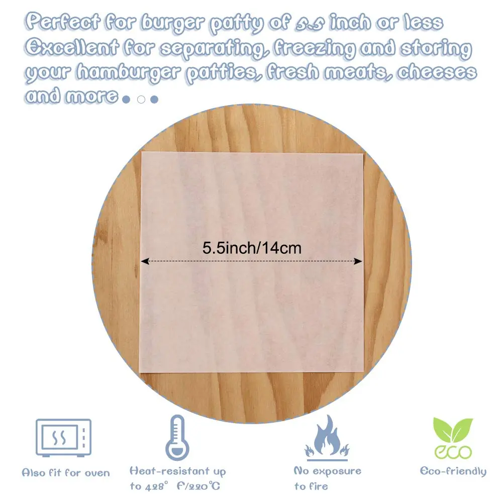 BY KITCHEN 5.5 x 5.5 Inch Burger Patty Paper Squares, 300 Count | Food Grade Parchment for Burgers, Cookies & Candy - view 2