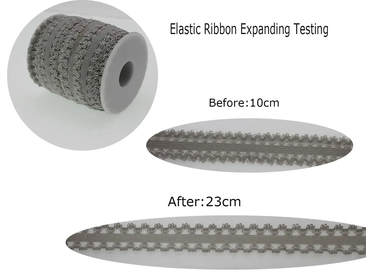 PAMIR TONG 3/4" Gray Elastic Lace Trim 16yd for Headband Sewing | Soft, Stretchy & Perfect for DIY Crafts - view 5