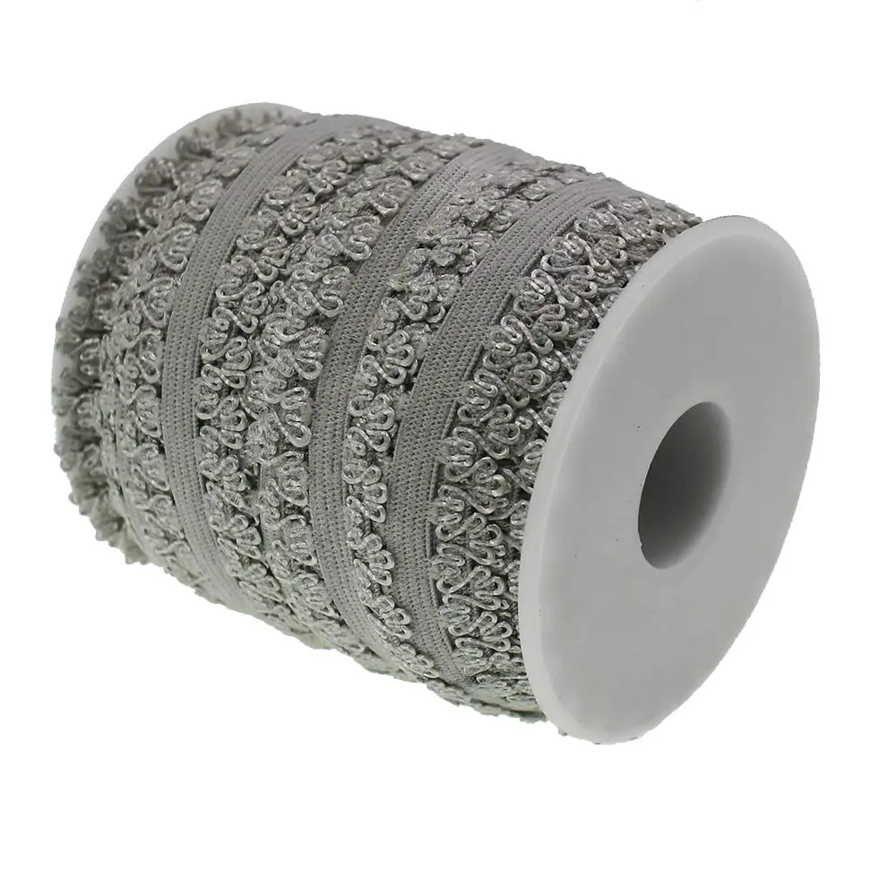 PAMIR TONG 3/4" Gray Elastic Lace Trim 16yd for Headband Sewing | Soft, Stretchy & Perfect for DIY Crafts - view 3