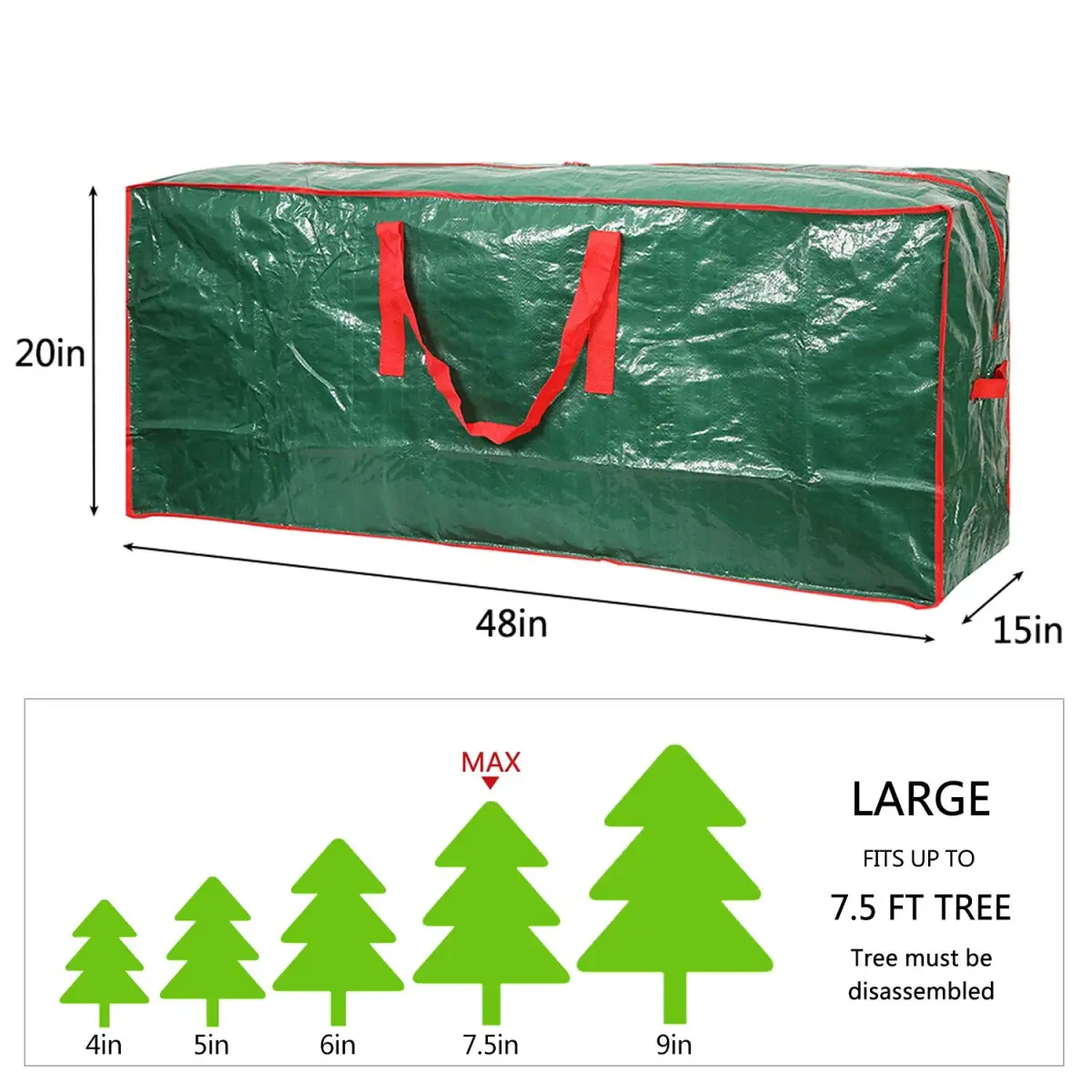 Sattiyrch Green 2 Pack Christmas Tree Storage Bag | Fits Up to 7.5ft Disassembled Trees - view 4