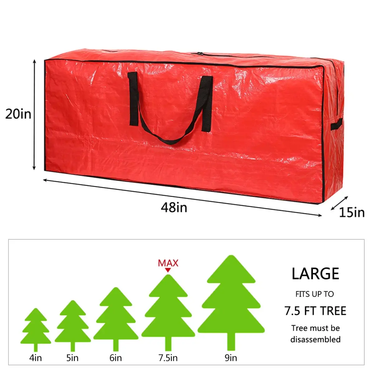 Sattiyrch Christmas Tree Storage Bag 2 Pack 90cm (35.4in) Red | Protects Up to 7.5ft Disassembled Trees - view 4