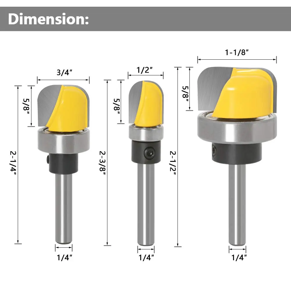 YAKAMOZ Router Bit Set 1/4" Shank | Micro-Grain Tungsten Carbide, Anti-Kickback, Precision for Woodworking - view 3