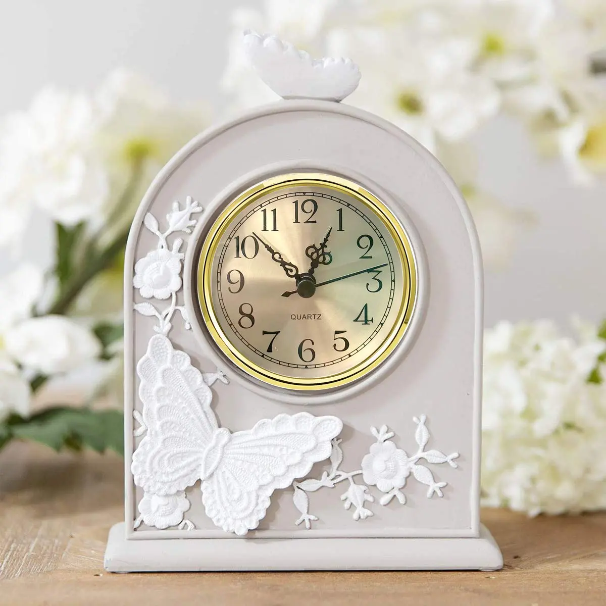 HILLHOME Mini Round Quartz Clock - 3.5 Inch (90 mm) Gold Dial, Gold Tone Bezel, Arabic Numerals, Fits 3.0 inch (78 mm) Hole | Indoor Clock Craft - view 6