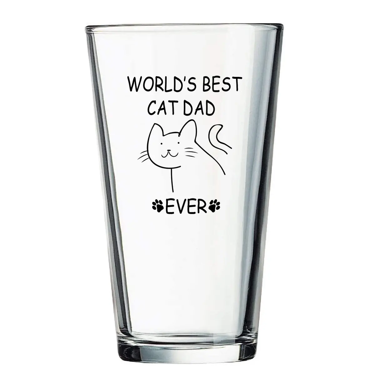 Futtumy World’s Best Cat Dad Ever Beer Glass, 15 Oz | Funny Cat Lover Gift for Father’s Day & Christmas - main product image