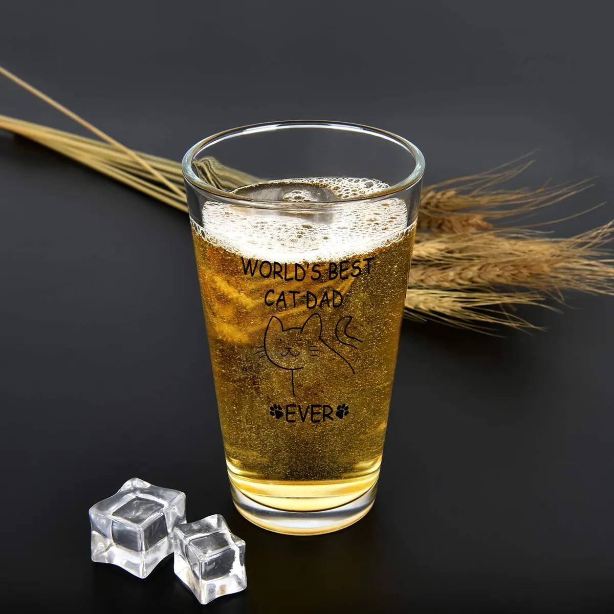 Futtumy World’s Best Cat Dad Ever Beer Glass, 15 Oz | Funny Cat Lover Gift for Father’s Day & Christmas - view 5