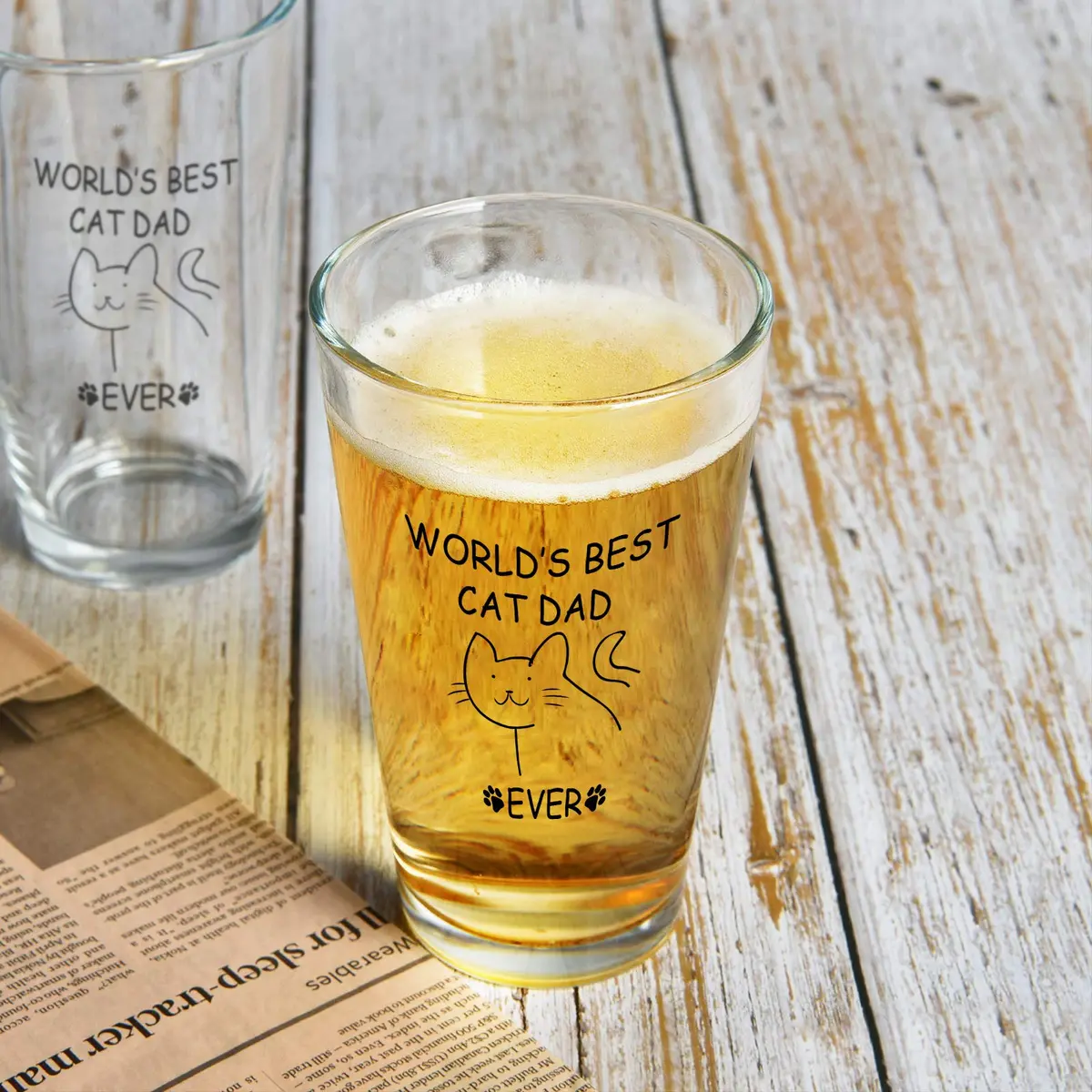 Futtumy World’s Best Cat Dad Ever Beer Glass, 15 Oz | Funny Cat Lover Gift for Father’s Day & Christmas - view 6