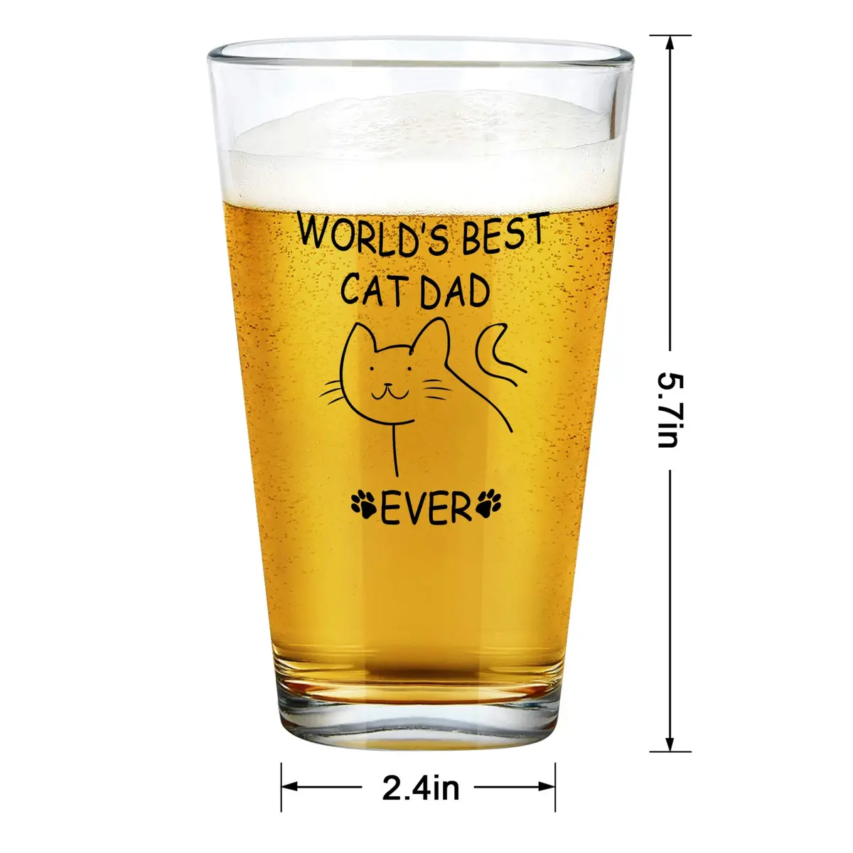 Futtumy World’s Best Cat Dad Ever Beer Glass, 15 Oz | Funny Cat Lover Gift for Father’s Day & Christmas - view 7