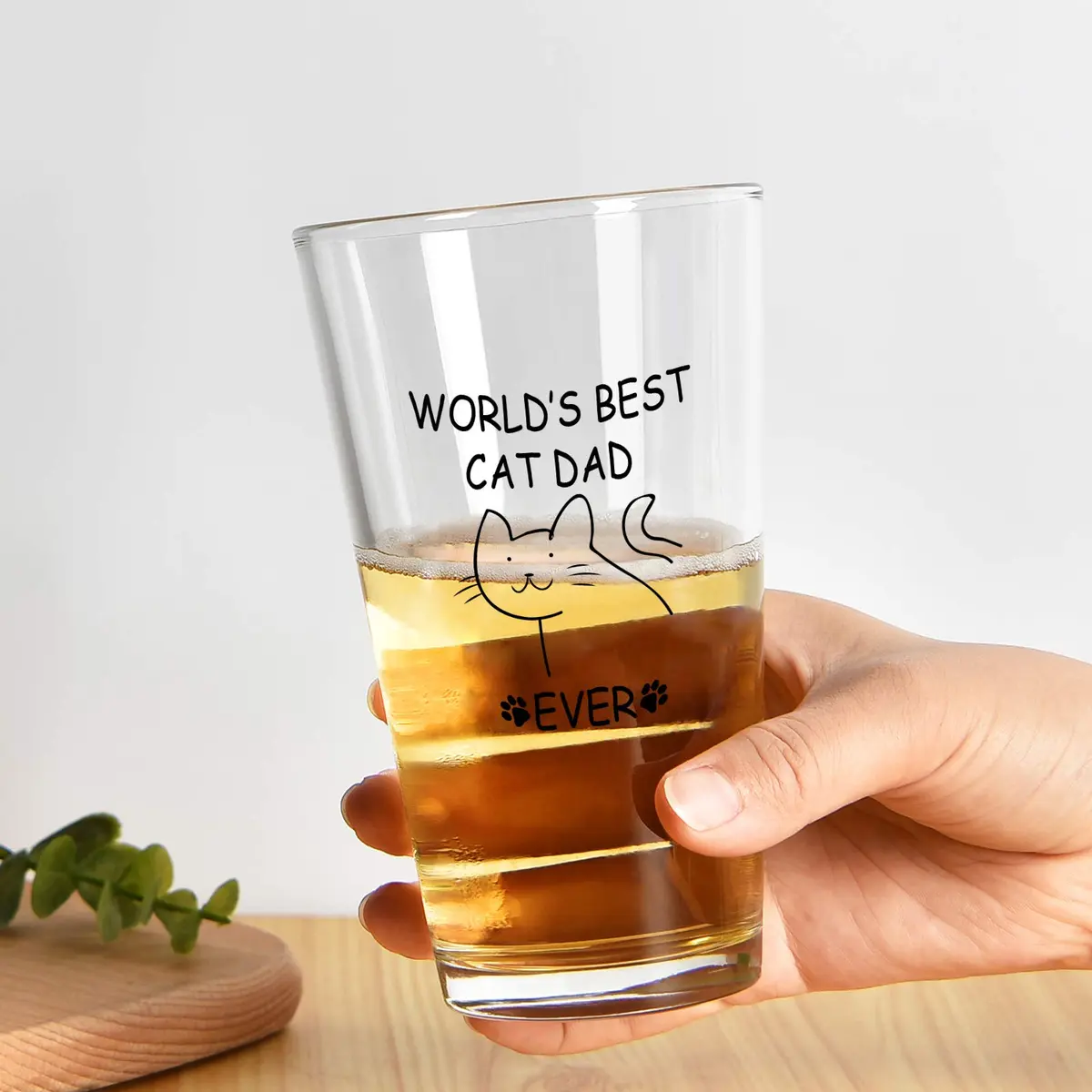 Futtumy World’s Best Cat Dad Ever Beer Glass, 15 Oz | Funny Cat Lover Gift for Father’s Day & Christmas - view 2