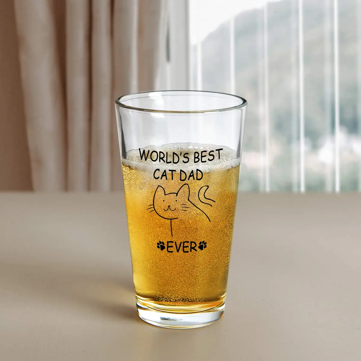Futtumy World’s Best Cat Dad Ever Beer Glass, 15 Oz | Funny Cat Lover Gift for Father’s Day & Christmas - view 3