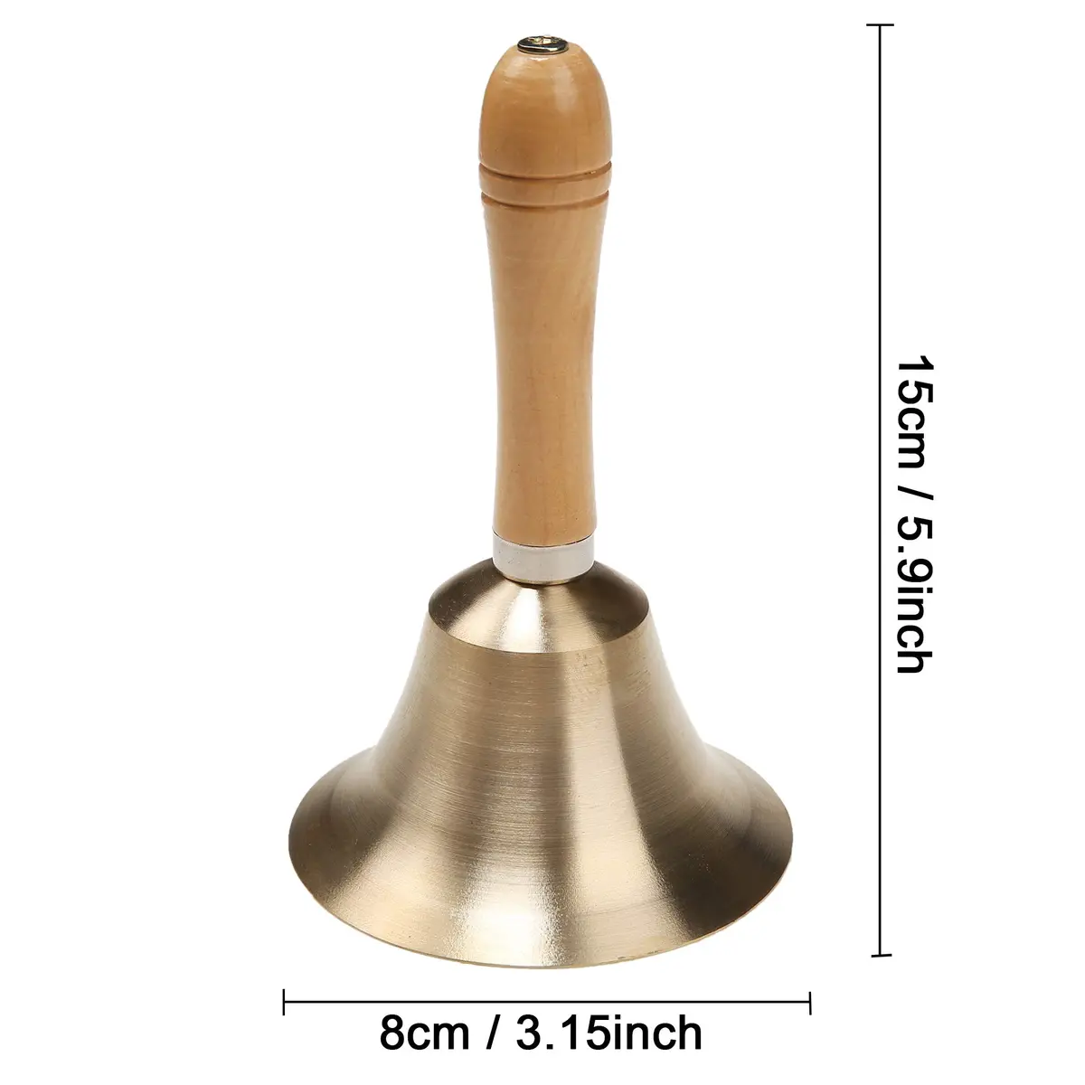 TDOCK Super Loud Solid Brass Hand Call Bell with Wooden Handle | 8 cm (3.15 inch) - view 2