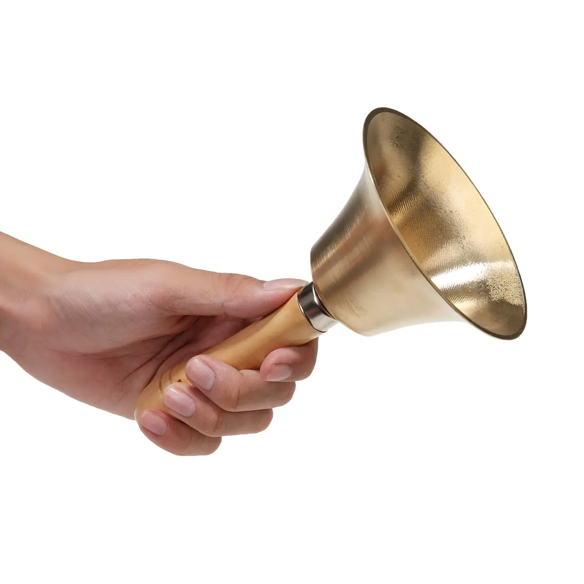 TDOCK Super Loud Solid Brass Hand Call Bell with Wooden Handle | 8 cm (3.15 inch) - view 4