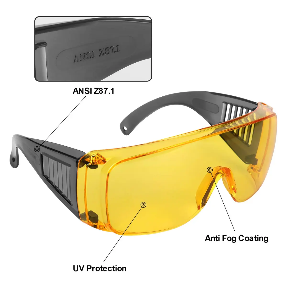 LaneTop Shooting Glasses Over Prescription Glasses | Anti Fog Eye Protection (OTG) - view 2