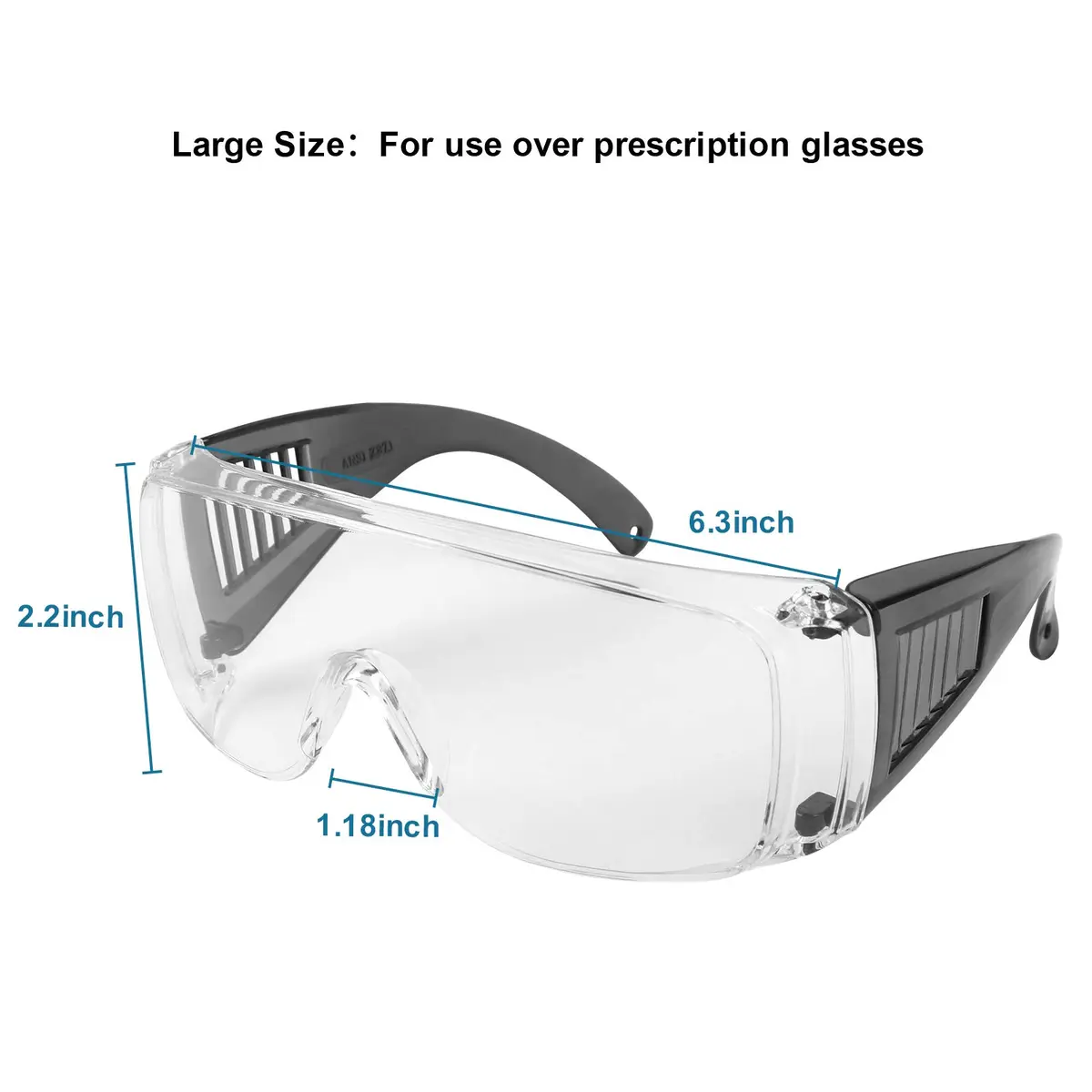 LaneTop Shooting Glasses Over Eyeglasses, Anti Fog Eye Protection for Shooting Range, Clear Lens - view 4