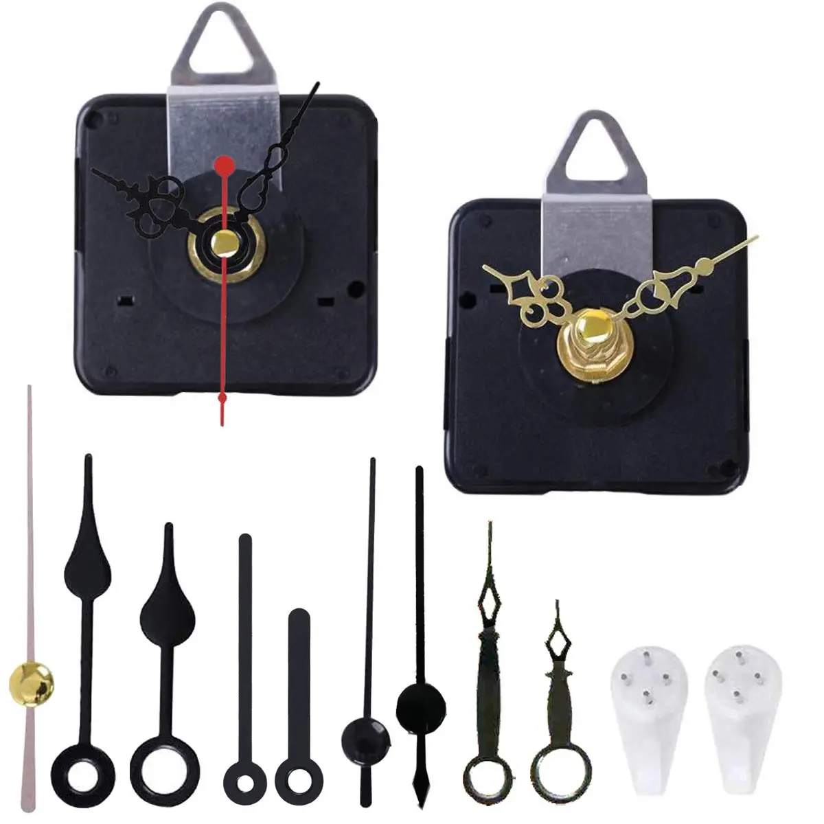 HILLHOME Clock Movement Kit with 5 Pairs of Short Hands | Silent Quartz Mechanism for DIY Repair (56x56x17mm, 1/2 Inch Shaft) - main product image