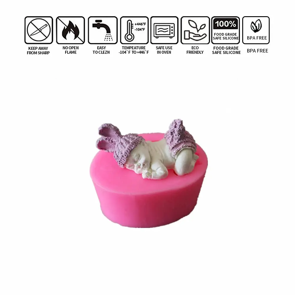 XLZSP 3D Cute Sleeping Baby Silicone Fondant Mold 124g (4.4oz) | DIY Cake Decorating Supplies for Mousse, Chocolate, Pudding - view 5