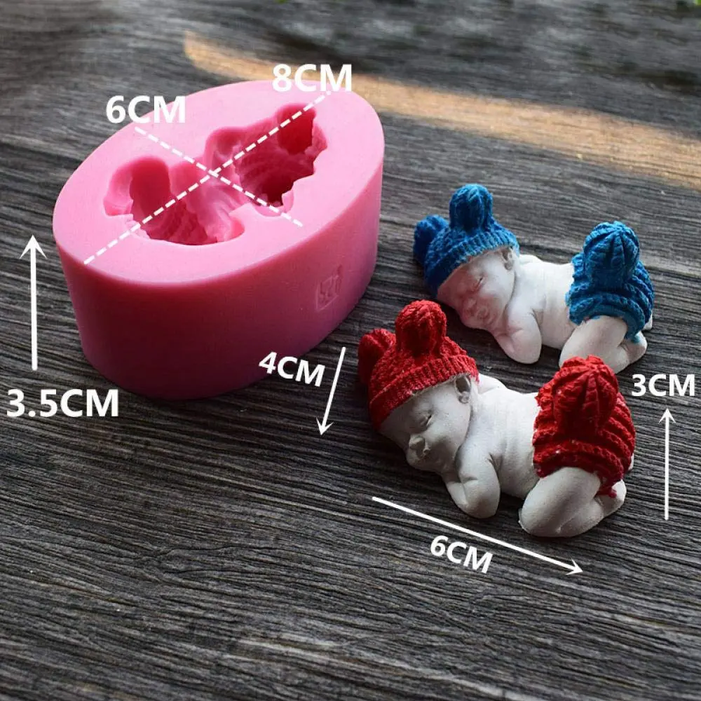 XLZSP 3D Cute Sleeping Baby Silicone Fondant Mold 124g (4.4oz) | DIY Cake Decorating Supplies for Mousse, Chocolate, Pudding - view 3