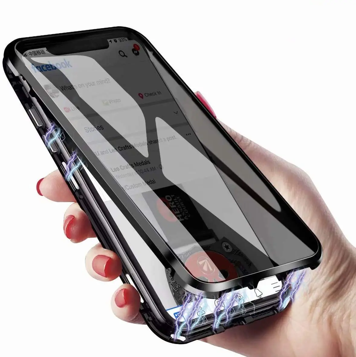 KMXDD Anti-Peeping Galaxy Note 20 Ultra 360° Full Body Case | Magnetic Privacy Cover with Tempered Glass (Black) - main product image