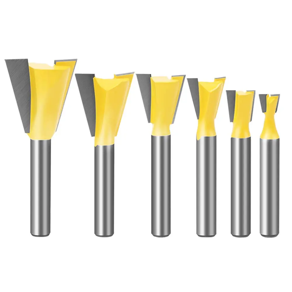 YAKAMOZ 6Pcs Dovetail Router Bit Set 1/4 Inch Shank | Wood Joints Cutter for Boxes & Drawers - main product image