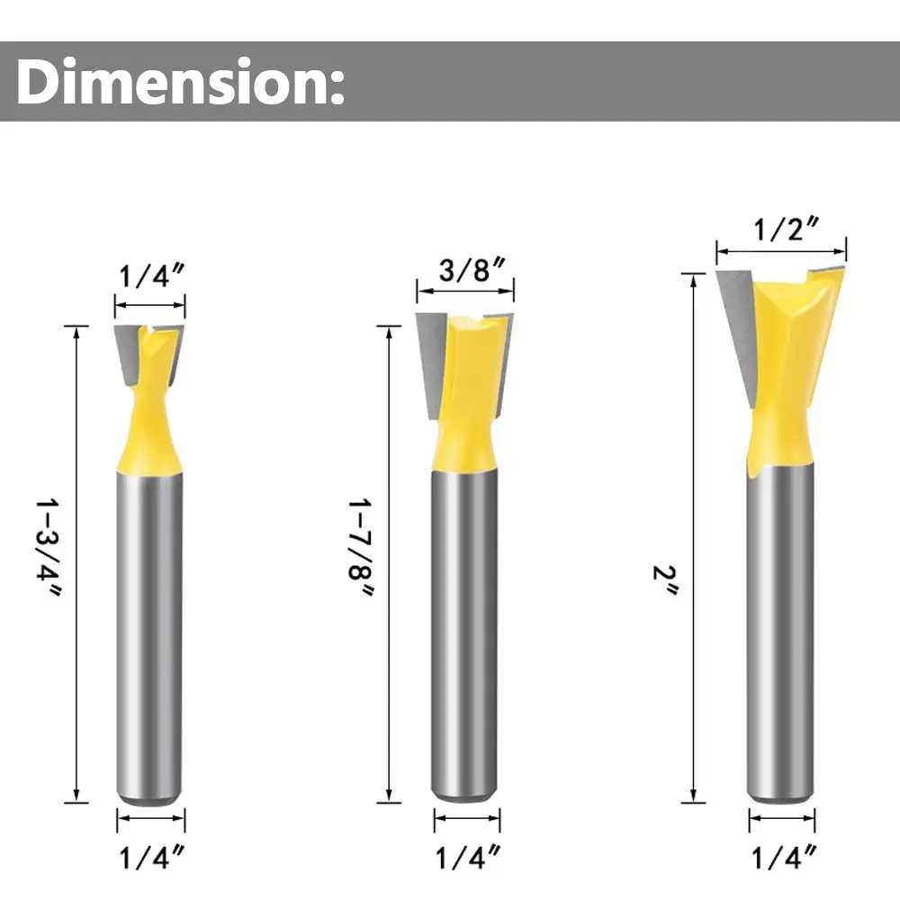 YAKAMOZ 6Pcs Dovetail Router Bit Set 1/4 Inch Shank | Wood Joints Cutter for Boxes & Drawers - view 5