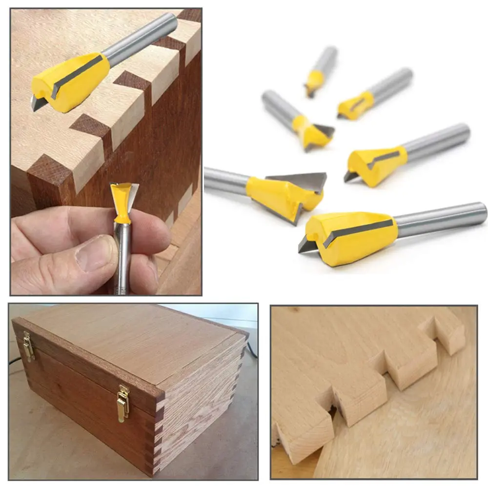 YAKAMOZ 6Pcs Dovetail Router Bit Set 1/4 Inch Shank | Wood Joints Cutter for Boxes & Drawers - view 6