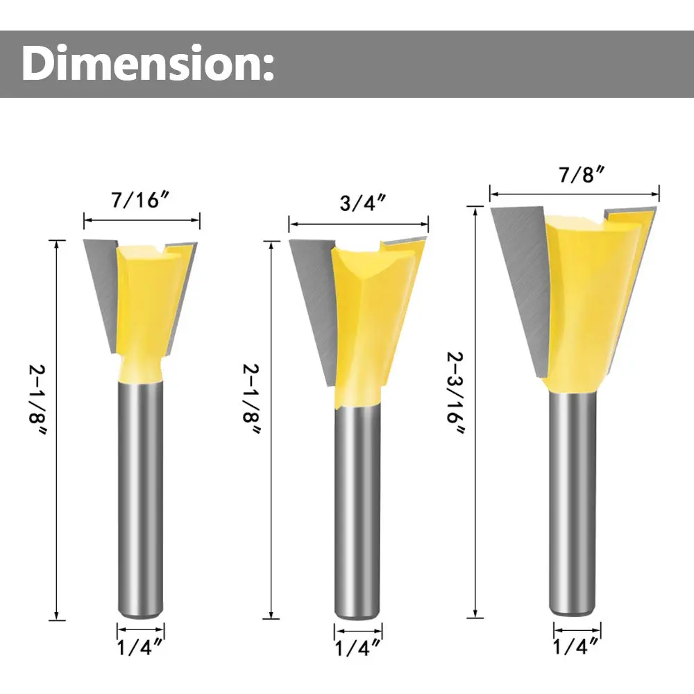 YAKAMOZ 6Pcs Dovetail Router Bit Set 1/4 Inch Shank | Wood Joints Cutter for Boxes & Drawers - view 4