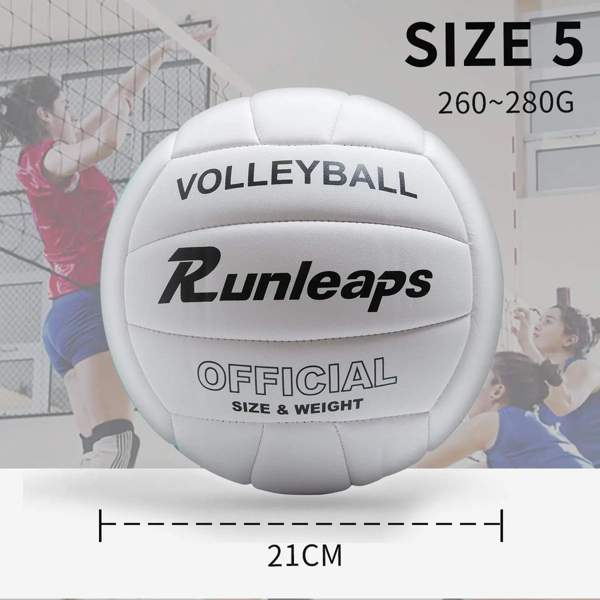 Runleaps Official Size 5 Volleyball 281 g (9.5 oz) | Indoor Outdoor Waterproof PU Leather - view 4