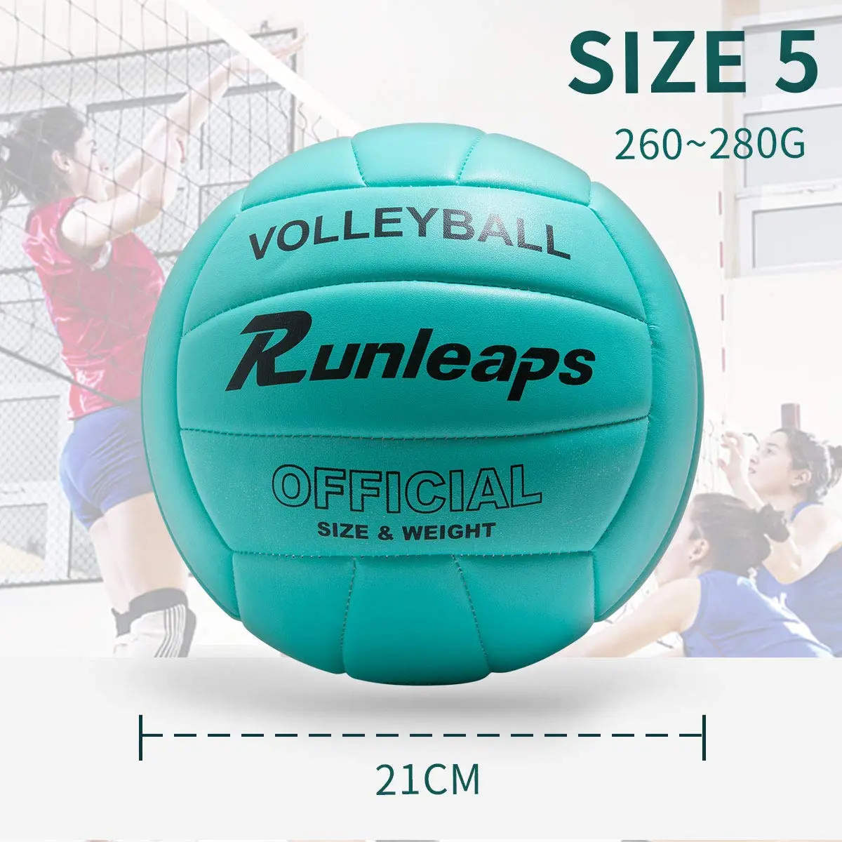 Runleaps Official Size 5 Volleyball 260g (9.5oz) | Waterproof Indoor Outdoor Blue - view 4