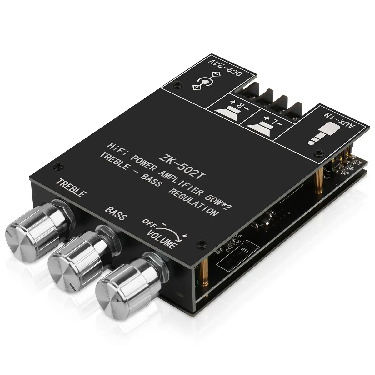 ARRAROWN ZK-502T Bluetooth 5.0 Mini Stereo Amplifier Module 100W (50W+50W) | 12-24V DC Power Input - main product image