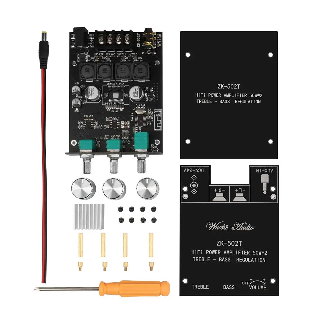 ARRAROWN ZK-502T Bluetooth 5.0 Mini Stereo Amplifier Module 100W (50W+50W) | 12-24V DC Power Input - view 7