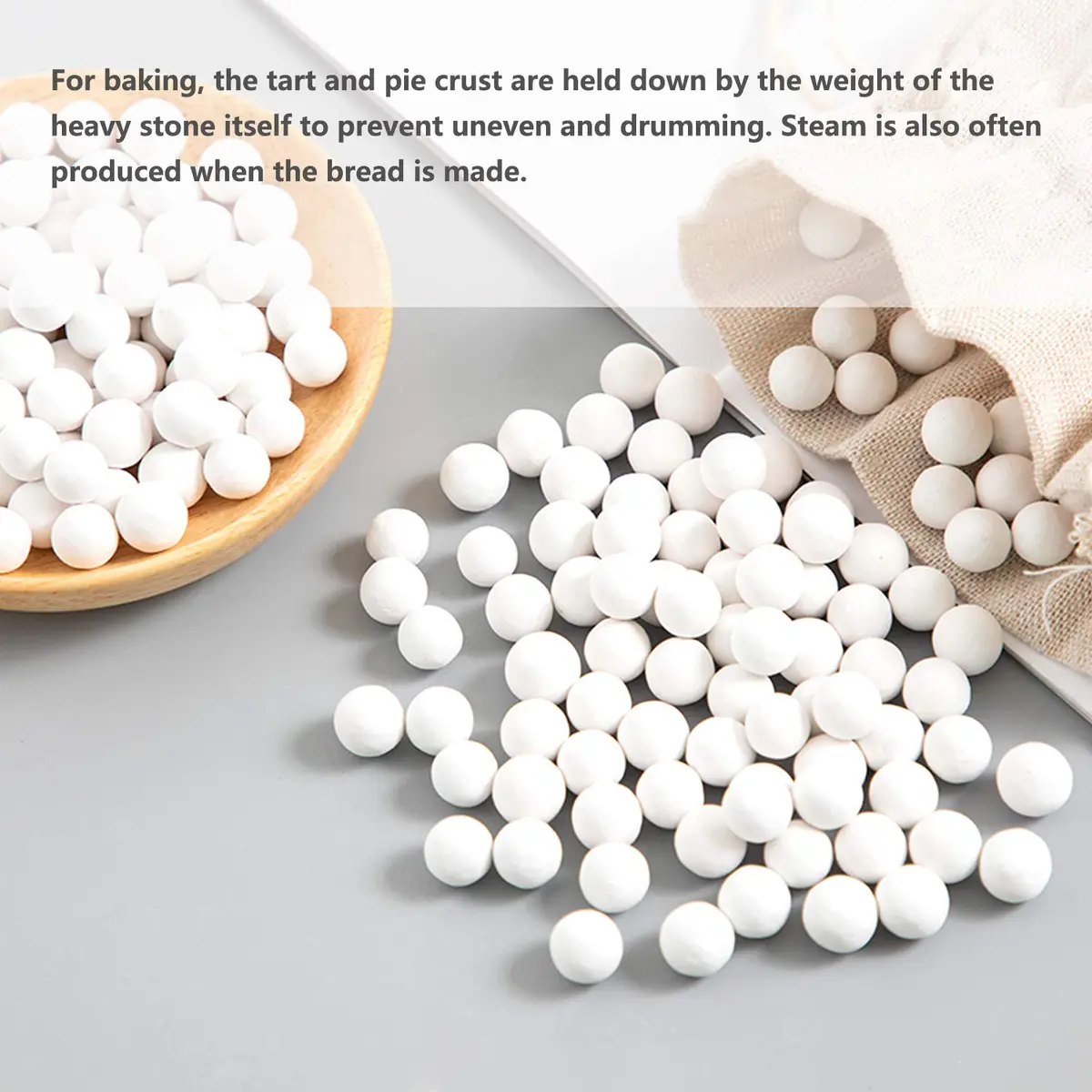 Hommtina Ceramic Pie Weights Baking Beans 1kg (2.2lb) | Reusable Blind Baking Ceramic Stoneware with Wheat Straw Container - view 6