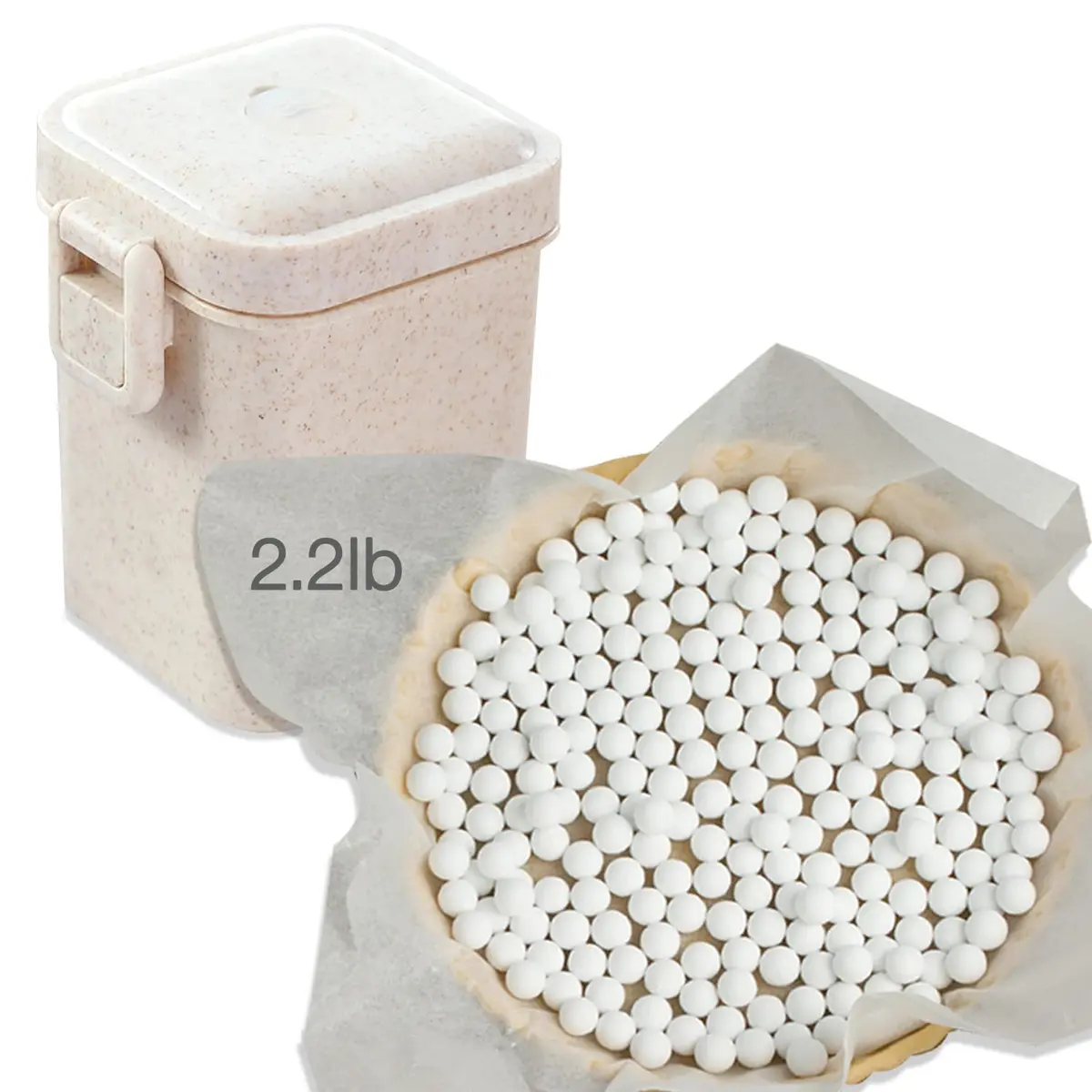 Hommtina Ceramic Pie Weights 2.2Lb | Reusable Baking Beans for Blind Baking in India - main product image