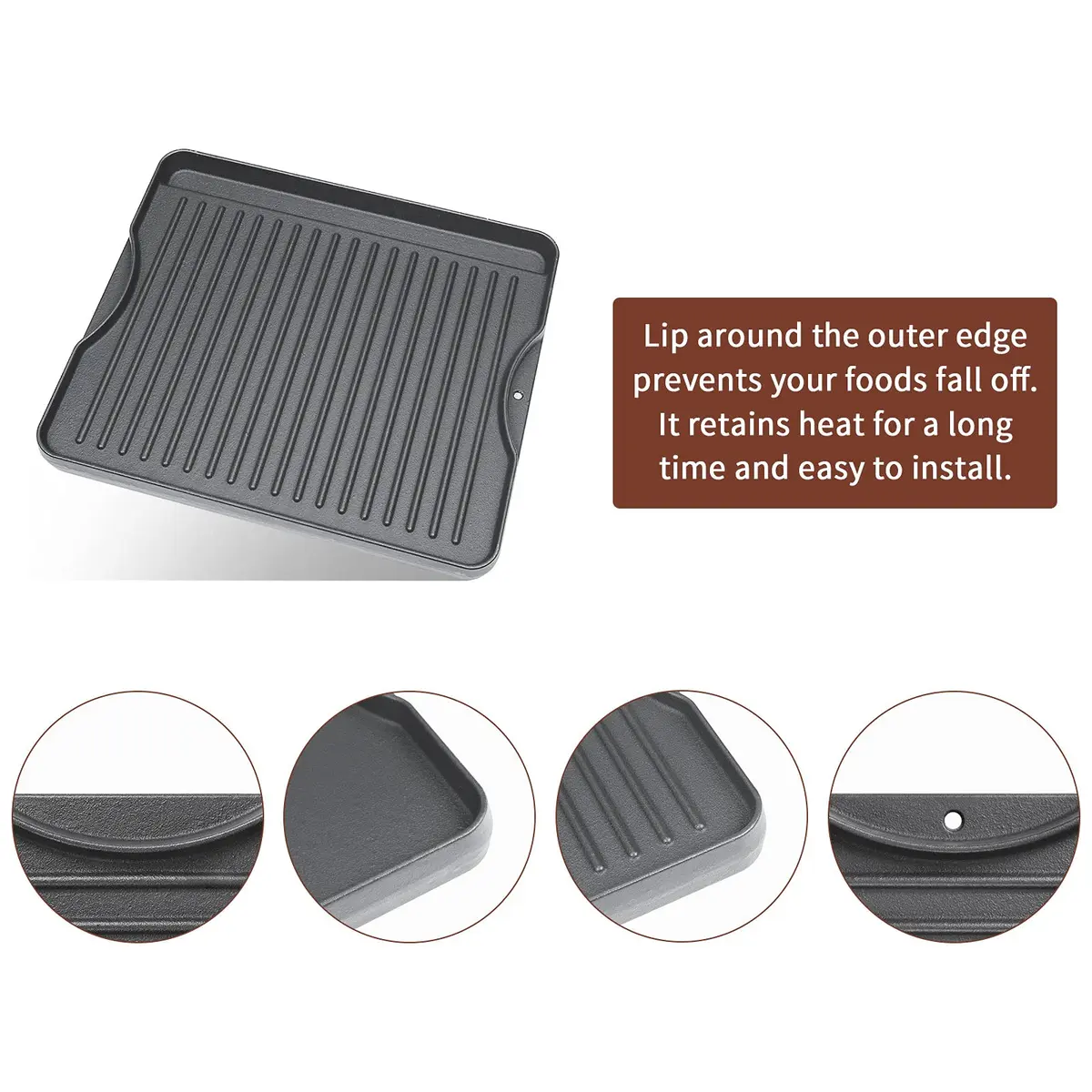 Uniflasy Reversible Cast Iron Griddle 14" x 16" | Fits Camp Chef Stoves & More - view 5