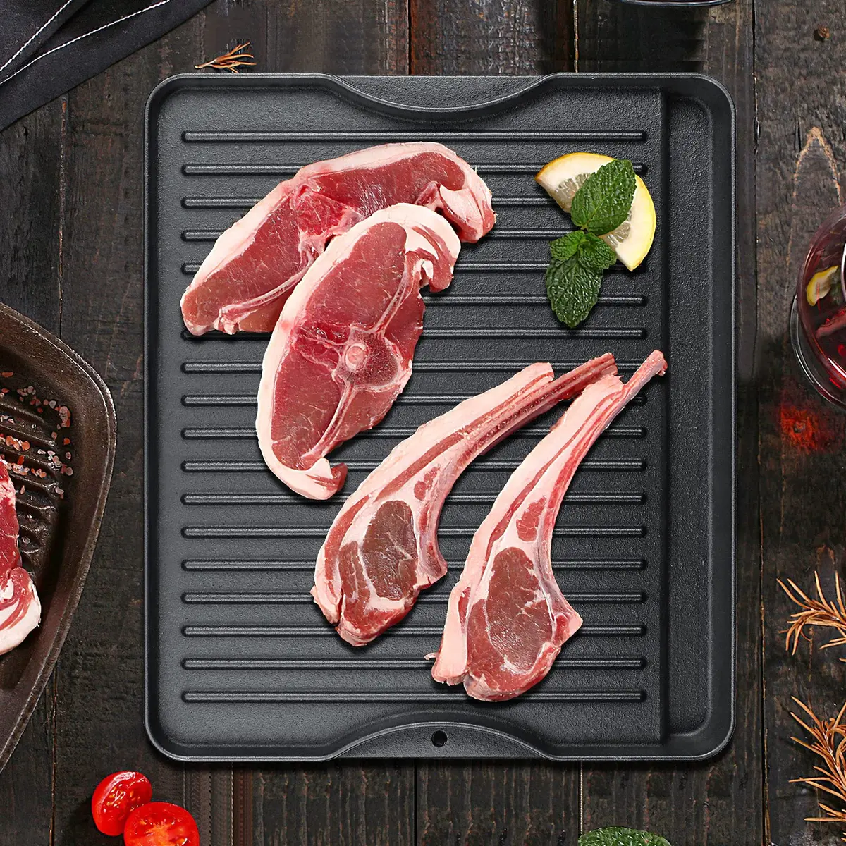 Uniflasy Reversible Cast Iron Griddle 14" x 16" | Fits Camp Chef Stoves & More - view 6