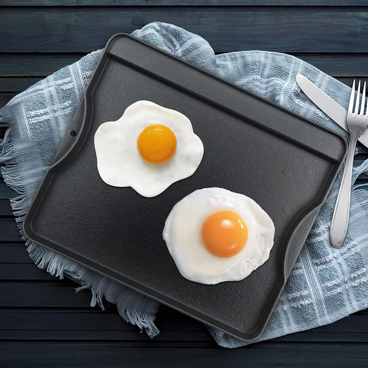 Uniflasy Reversible Cast Iron Griddle 14" x 16" | Fits Camp Chef Stoves & More - view 7