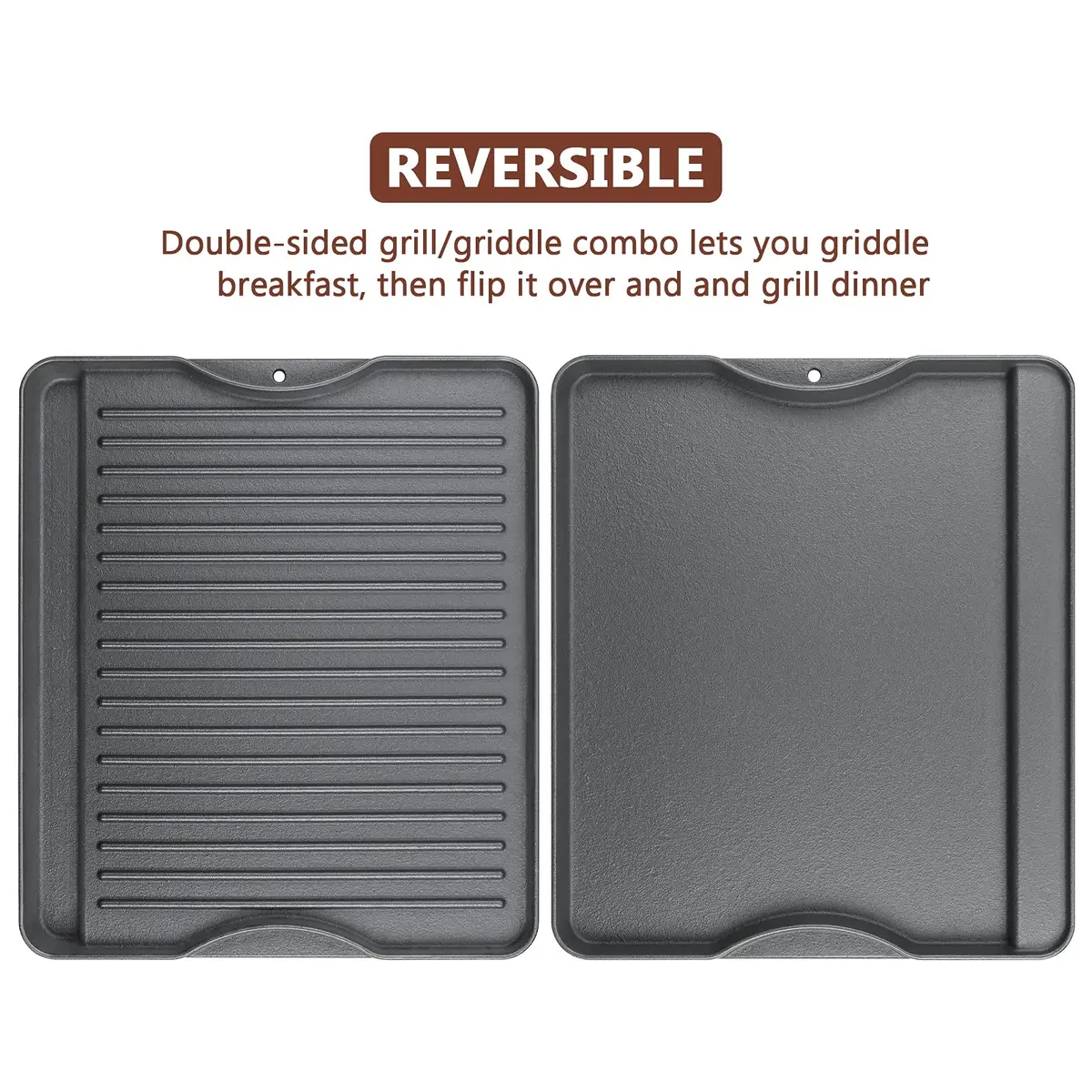 Uniflasy Reversible Cast Iron Griddle 14" x 16" | Fits Camp Chef Stoves & More - view 2