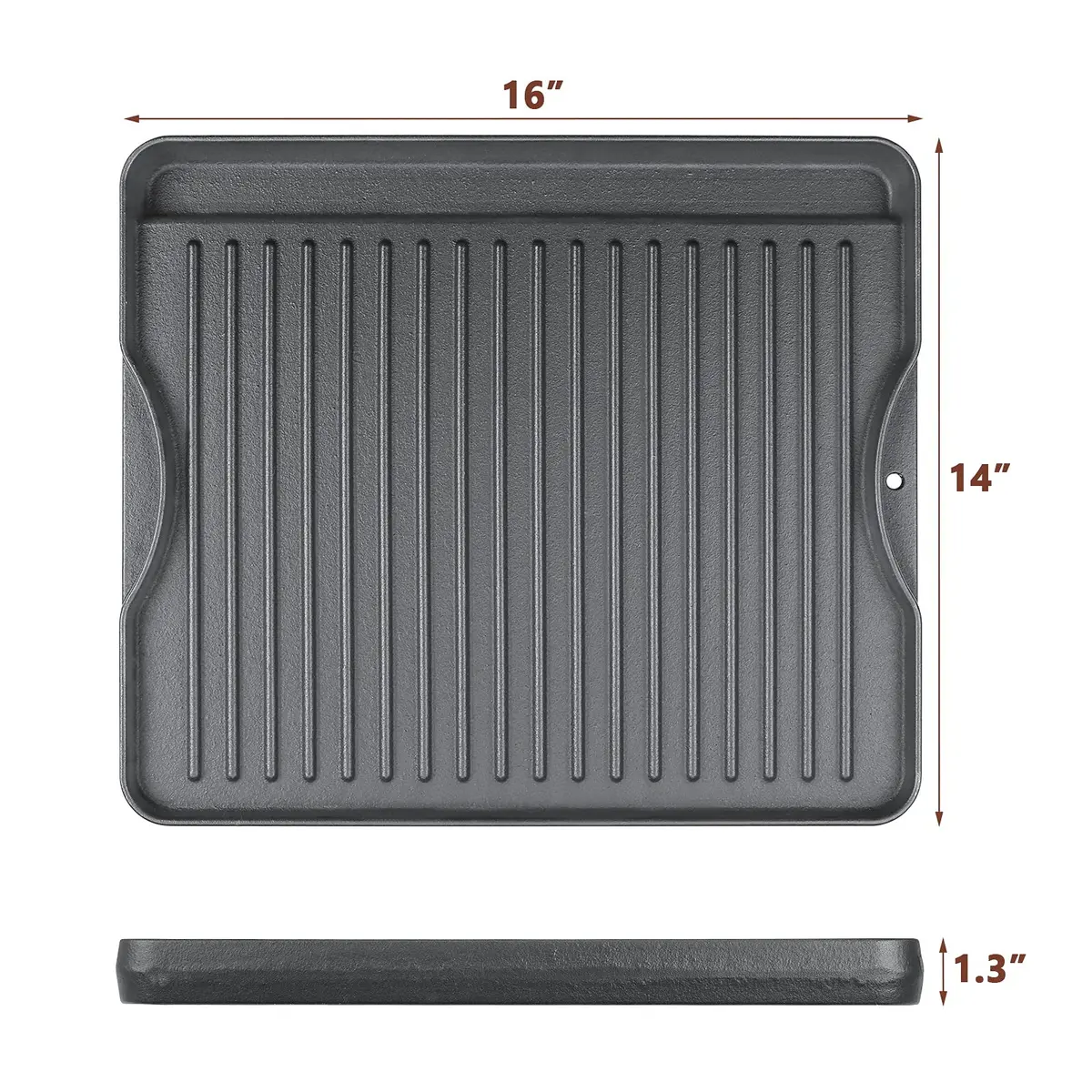 Uniflasy Reversible Cast Iron Griddle 14" x 16" | Fits Camp Chef Stoves & More - view 3