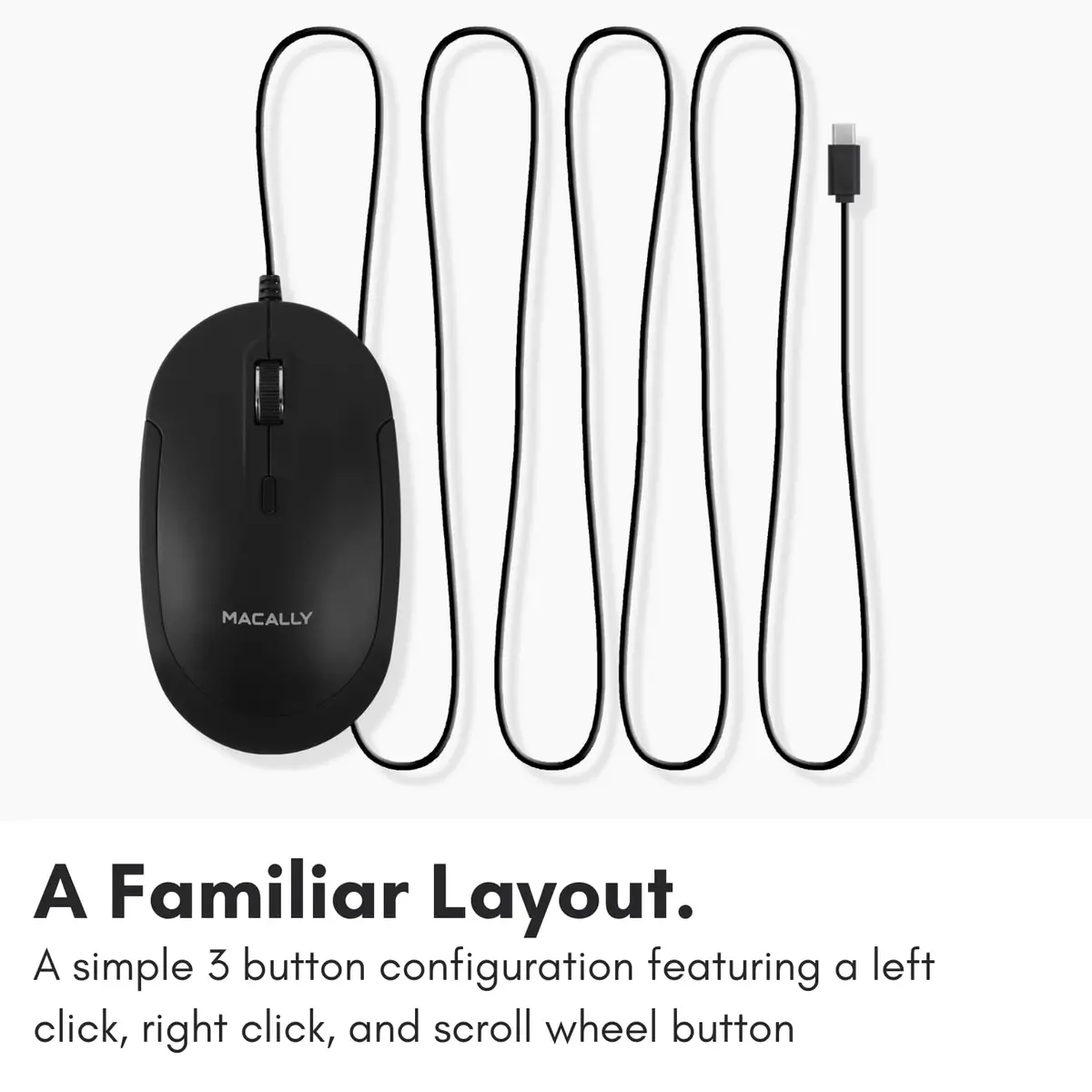 Macally Wired USB C Mouse for Mac and PC - Slim, Quiet, Reliable, 4 DPI Modes | Ambidextrous, Plug & Play (70-120c) - view 6