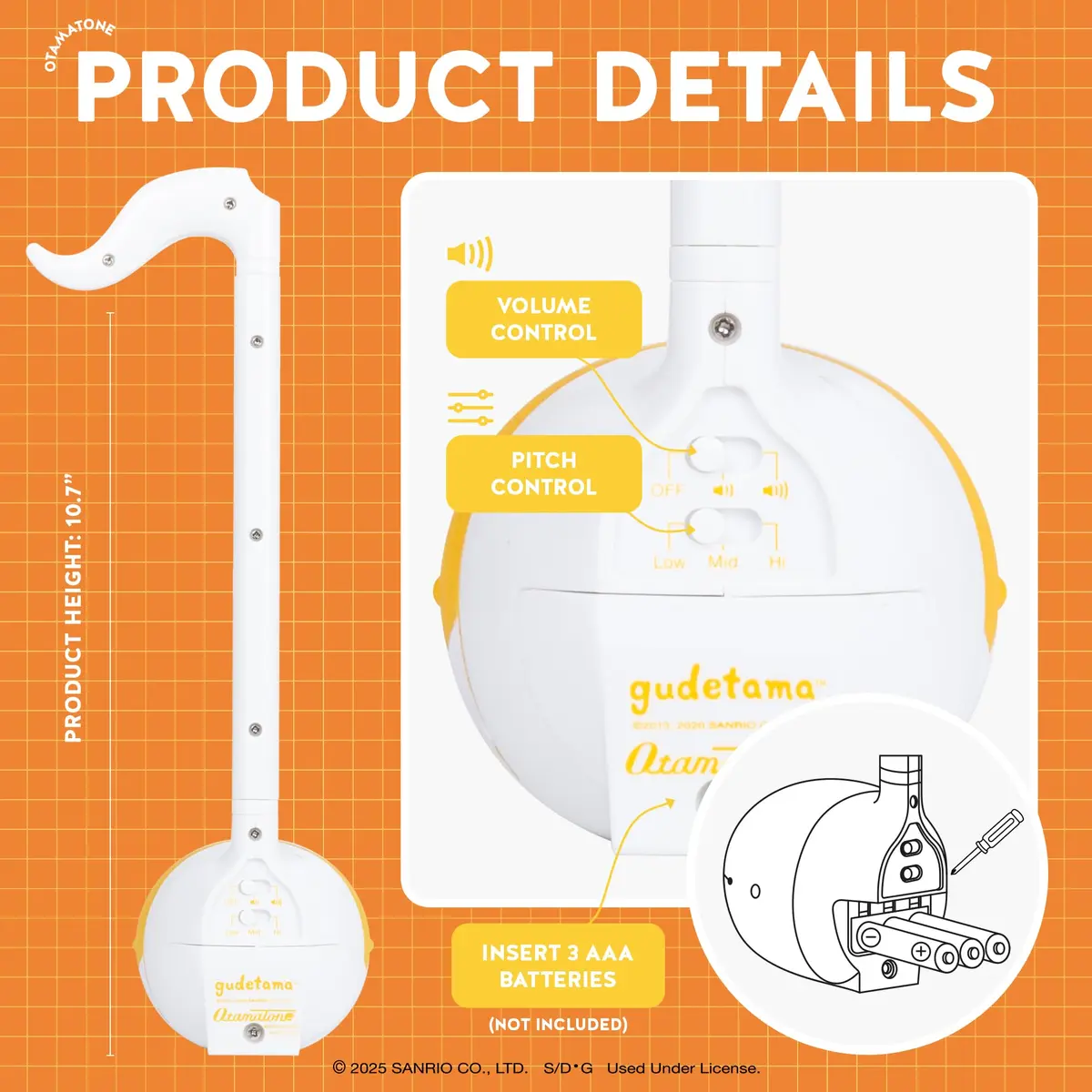 Otamatone Special Edition Sanrio Gudetama - Fun Electronic Musical Toy Synthesizer Instrument 27cm | Creative & Portable - view 4