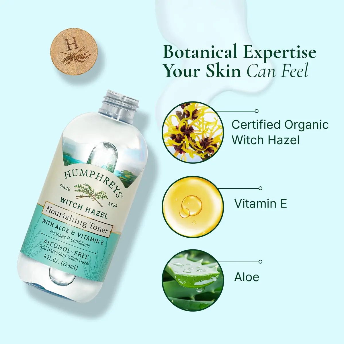 Humphreys Witch Hazel Nourishing Toner with Aloe | 8 Fl Oz | Alcohol-Free & Organic for All Skin Types - view 4