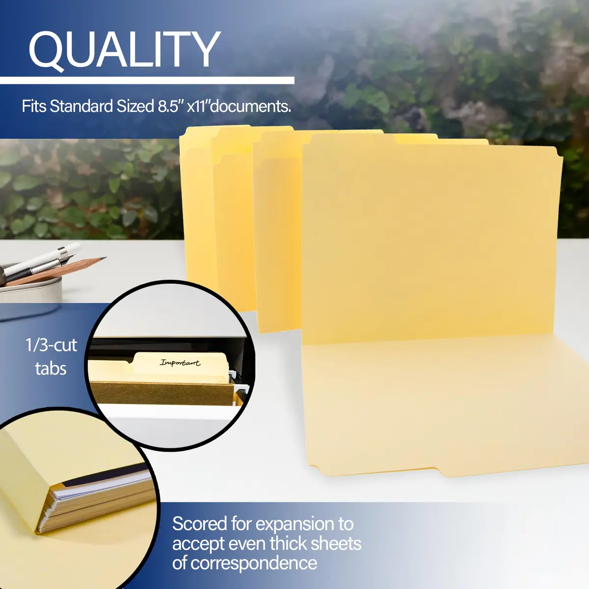 BAZIC Products Letter Size Manila File Folders | Office Filing, 4-Pack, 12 Count - view 3