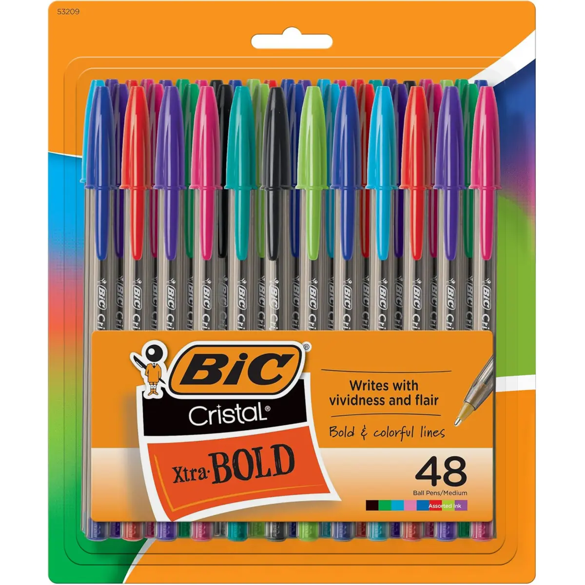 BIC Cristal Xtra Bold Ballpoint Pens 1.6mm | Smooth Ink, Assorted Colors, Pack of 48 - main product image