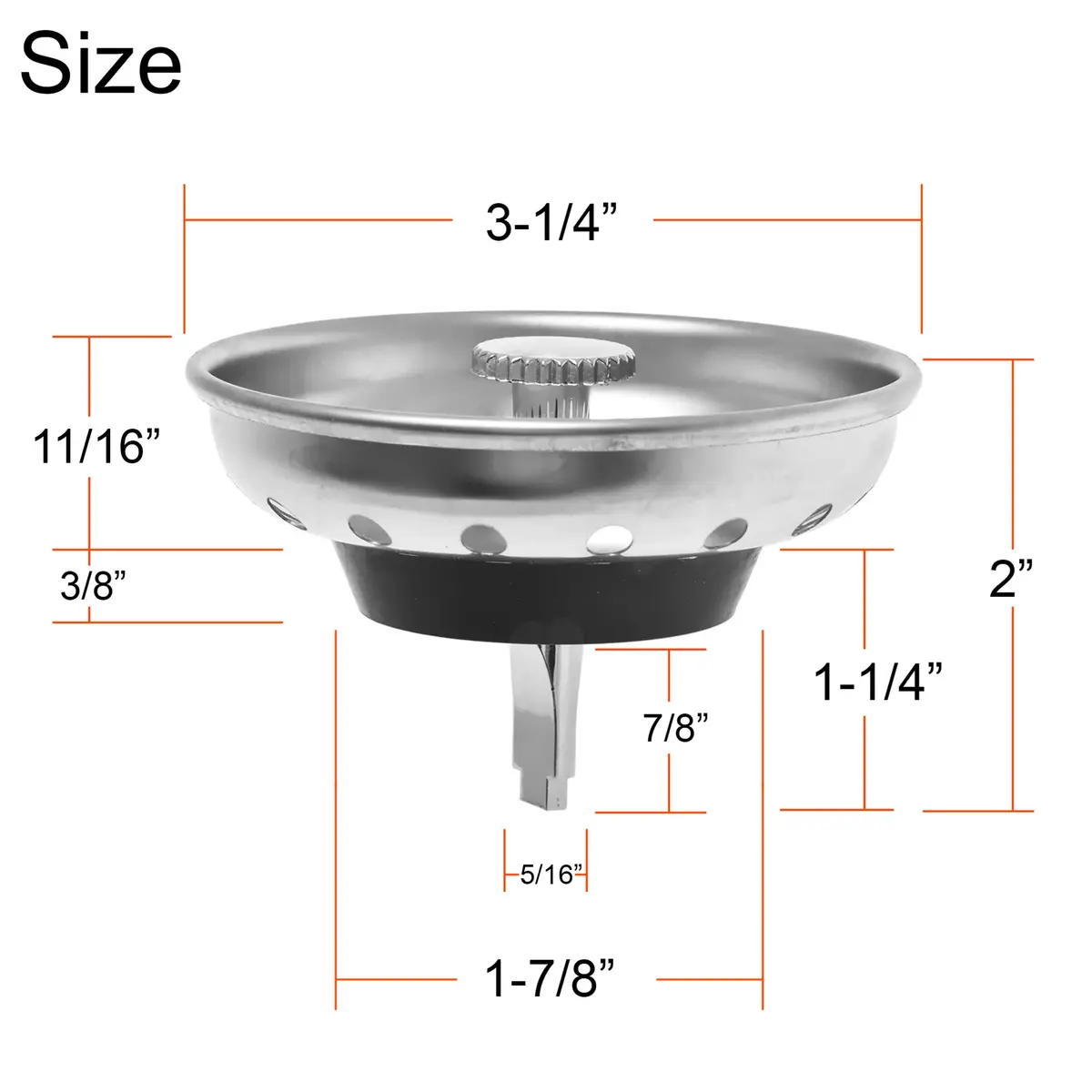 Hilltop Products 2 Pack Kitchen Sink Strainer & Stopper Combo | Stainless Steel, 3-1/2 inch Fit, Durable & Dishwasher Safe - view 5