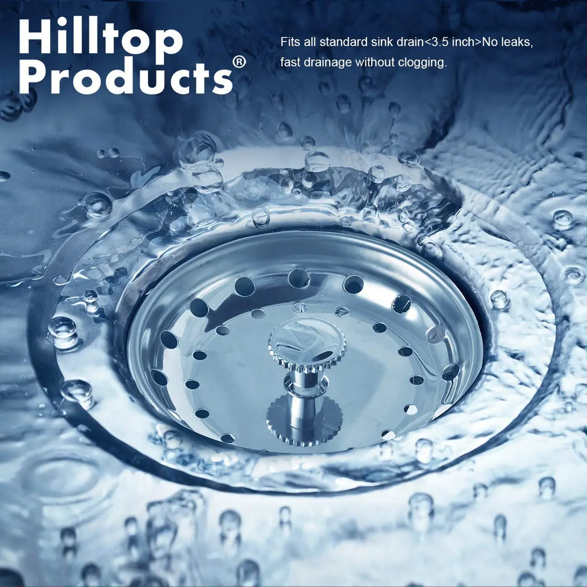 Hilltop Products 2 Pack Kitchen Sink Strainer & Stopper Combo | Stainless Steel, 3-1/2 inch Fit, Durable & Dishwasher Safe - view 6